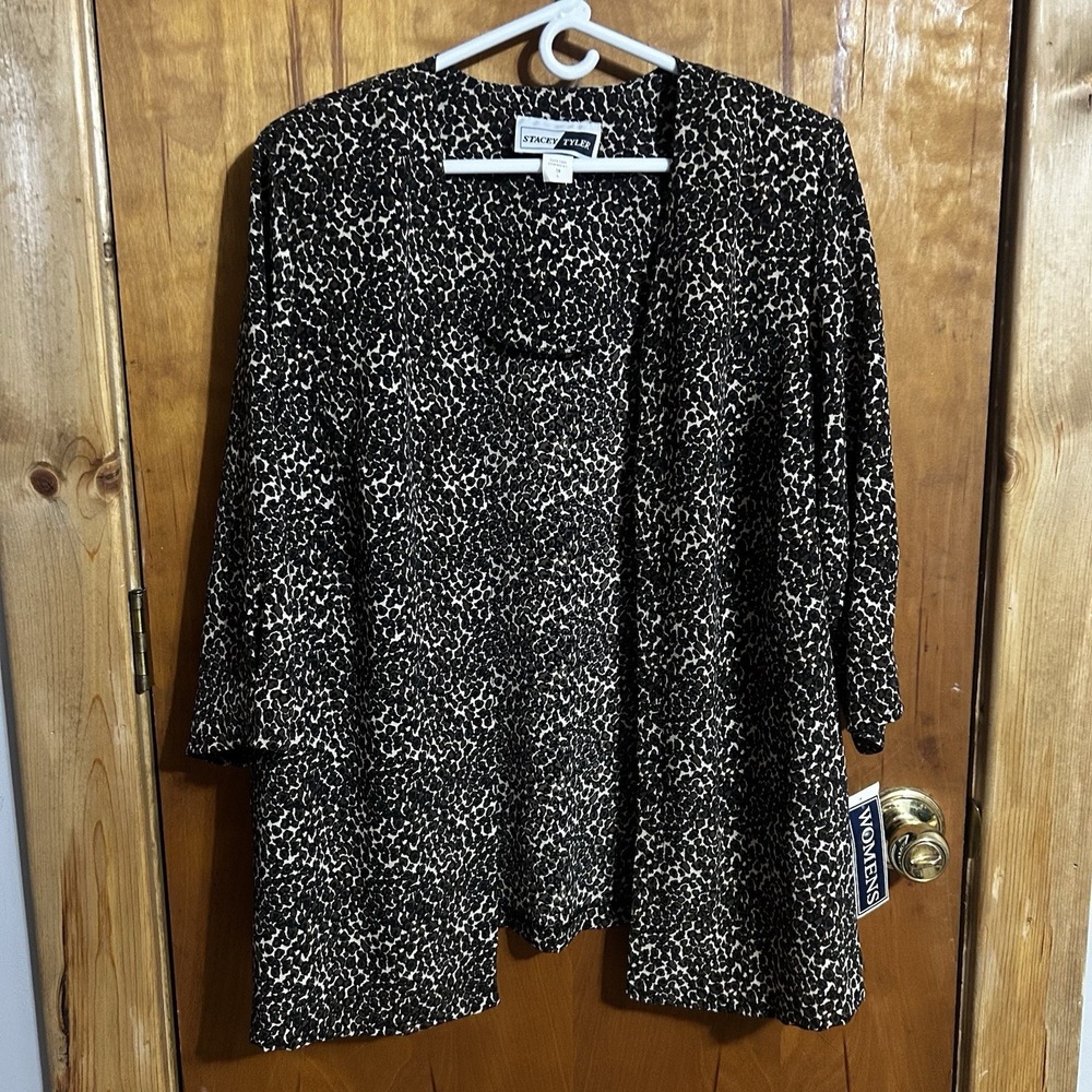 Vintage Stacey Tyler Leopard Thin Cardigan Size 18W NWT 3/4 Sleeve USA